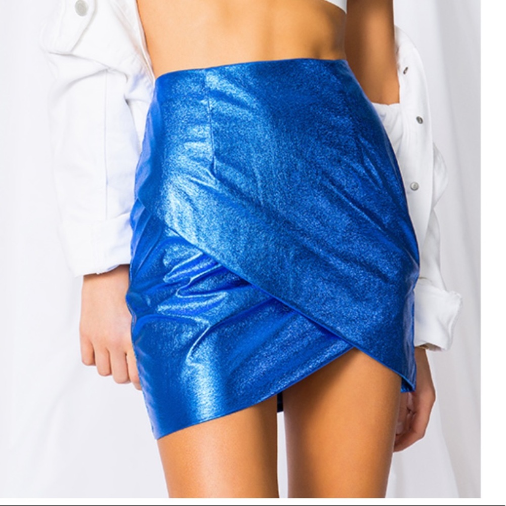NWT Superdown metallic blue mini skirt